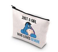PLITI Divertente borsa per il trucco con citazione di Ih-Oh "Just a Girl Who Loves Eeyore", per donne, ragazze, fan di Ih-Oh, idea regalo, Le ragazze amano Eeyore U