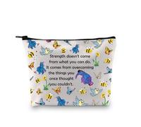 PLITI Divertente borsa per il trucco con citazione Eeyore Gift Strength Don't Come From What You Can Do Ih-Oh, regalo per gli amanti dei cartoni animati, Forza Vieni Bagu, alla moda