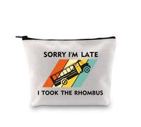 PLITI Divertente borsa per il trucco per insegnante di matematica, regalo per amanti della matematica, con scritta "Sorry I'm Late I Took The Rhombus Math Nerd Zipper Pouch, Ha preso il Rhombus Bagu,