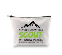 PLITI Divertente borsa per il trucco regalo scout troop leader regalo Never Mess with a Scout We Know Places Where No One Will Find You, Conosci Scout Bagu, alla moda