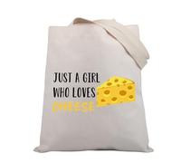 PLITI Divertente regalo di formaggio Just A Girl Who Loves Cheese Tote Bag per gli amanti dei formaggi Regali per fan del formaggio Regalo per gli amanti del cibo, Ragazza Amore Formaggio Tgu, medium