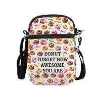 PLITI Donut Gift Donuts Party Gift Sweet Food Lovers Donut Forget How Awesome You Are Borsa a tracolla per Donut Junkie, Ciambella Dimentica Zcbagu, 8.26×5.7×0.78inches
