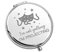 PLITI Drama - Specchio compatto per teatro, idea regalo "I'm Not Yelling I'm Projecting Comedy Tragedy Mask - Specchio tascabile per attrice (urlare proiettando CM U)