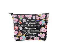 PLITI Dumbo regalo per donne elefante volante regalo May You Be Proud of The Work That You Do The Person You are Dumbo Makeup Bag, Be Proud Elephant Bagblu, alla moda