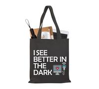 PLITI Ecografo Tote Bag Ultrasound Technician Gift Sonography Tech Gift Radiologo Regalo I See Better In The Dark, vedere Meglio scuro tgblu, medium
