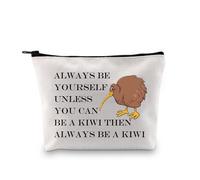 PLITI Kiwi Gifts Nuova Zelanda Bird Lovers Gift Always Be Yourself Unless You Can Be a Kiwi Funny Kiwi Bird Theme Makeup Bag, Diventa un Kiwi Bagu, alla moda