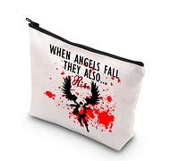 PLITI Lucifer - Borsa per cosmetici con citazione "When Angels Fall They Also Rise Lucifer", Angels Fall Rise U, alla moda