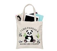 PLITI Panda Tote Bag Panda Amante Regalo Panda Bear Regalo I Like Pandas & Maybe Like 3 Persone Cute Panda Theme Canvas Handbag, Mi piacciono i Pandas Tgu, medium