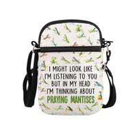 PLITI Praying Mantises Lover Gift I'm Listening To You But In My Head I'm Thinking About Praying Mantises Borsa a tracolla, Might Mantises Zcbagu, 8.26×5.7×0.78inches