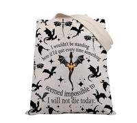 PLITI Quarta ala regalo Fourth Wing Fantasy Reader Tote Bag Basgiath War College regalo I Will Not Die Today Dragon Rider regalo, Non morire oggi Tgu, medium