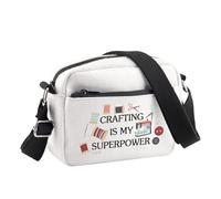 PLITI Regali di cucito per amanti del cucito Regali Crafting Is My Superpower Borsa a tracolla per artigianato amante fogna regalo sarta, Crafting Power Cbu, 24.5*8*18 cm