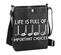 PLITI Regali di golf per le donne golfista accessori golf giocatore regalo La vita è piena di scelte importanti Borsa a tracolla da golf, Choice Golf Cbagblu, 8×7.5×1.8inches