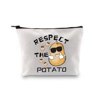 PLITI Regalo di patate per le donne amante delle patate regalo della regina delle patate regalo Rispetta la patata divertente borsa per il trucco a tema patata per amici, Rispetta Patate Bagu, alla