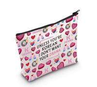 PLITI Regalo drammatico coreano Regalo per amanti del dramma coreano Unless You're Korean I Don't Want Your Drama K-Pop Makeup Bag, Dramma coreano Bagu, alla moda