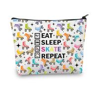PLITI Roller Skater Makeup Bag Roller Skating Amante Regalo Figura Pattinatore Regalo Mangiare Sonno Skate Ripeti Regalo Skate Team Fan Regali, Ripetizione Skate, alla moda