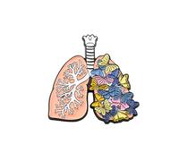 PLITI RT - Spilla a forma di farfalla con fiore per polmoni, idea regalo per terapeuta respiratoria, Medio, Acciaio inossidabile