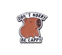 PLITI Simpatico Capybara Regalo Proprietario Capybara Regalo Roditore Animale Regali Don't Worry Be Cappy Spilla Pin Per Gli Amanti Capybara, Medium, Acciaio inossidabile