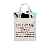 PLITI Spagnolo Regalo Spanglish Definizione Tote Bag Insegnante di Spagnolo Apprezzamento Regalo Bilingue Insegnante Regalo Amante Spagna Regalo, Sostantivo Spanglish Tgu, medium