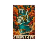Plitvice Lakes Travel Poster Croazia Targa in alluminio vintage per la casa camera da letto e bagno decorazione da parete 30,5 x 20,3 cm