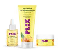 PLIX The Plant Fix - Kit per la cura della pelle con pigmentazione ananas per la rimozione delle macchie scure, detergente, siero viso e crema idratante con il 2% di alfa arbutina, per donne e uomini