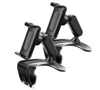 Plixorahub Phone Holder, plixorahub car phone holder, Universal 360° Dashboard Phone Holder, Fits 4”-7” Phones, Steering Wheel & Sun Visor, Folds Down (Black*2Pcs)