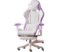 PLJKIHED Sedie manageriali, Sedie Sedia da gioco Sedia ergonomica in pelle Home Office Comoda sedia girevole da gioco Sedia da gioco per computer dal vivo (Colore : Purple Pedal) Stabilize