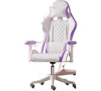 PLJKIHED Sedie manageriali, Sedie Sedia da gioco Sedia ergonomica in pelle Home Office Comoda sedia girevole da gioco Sedia da gioco per computer dal vivo (Colore : White and Purple) Stabilize