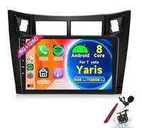 PLKEQS 6G 128G per T-oyota Yaris 2005-2012 con Carplay Autoradio Android, Schermo Touch da 9 Pollici con GPS, Bluetooth, FM RDS, WiFi, Android Auto e Telecamera,Y2