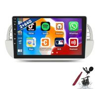 PLKEQS Autoradio 2G 64G per F-IAT 500 2007-2015 con Carplay Wireless, Android Auto, Schermo Touch da 9", Bluetooth, GPS SAT NAV, FM HD e Telecamera,K2 PRO