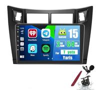 PLKEQS Autoradio 2G 64G per T-oyota Yaris 2008-2011 Wireless CarPlay Android Auto, Stereo Android 15 con Touchscreen 9'' 2K, GPS, WiFi, Bluetooth, FM RDS, DSP, SWC, Telecamera,K2 PRO Plus