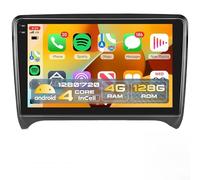 PLKEQS Autoradio 4G 128G per A-UDI TT MK2 8J 2008-2014 CarPlay Android Auto, Android 15 Autoradio 9'' Touch Screen in-Cell/GPS/Bluetooth 5.0/FM RDS/EQ/Wi-Fi/Telecamera,K4 PRO Plus