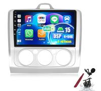 PLKEQS Autoradio Android 15 4G 64G 8-Core per F-ORD Focus Exi MT 2 3 MK2/MK3 2004-2011, CarPlay Android Auto, Touchscreen da 9'' con WiFi, Bluetooth, FM RDS, DSP EQ, SWC, Fotocamera,K6 PRO