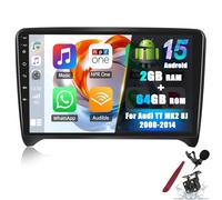 PLKEQS Autoradio Android 2G 64G per A-UDI TT MK2 8J 2008-2014 CarPlay Android Auto Schermo Touch da 9 Pollici Bluetooth GPS Navigazione SAT FM/RDS Radio WiFi Mirror Link SWC EQ Telecamera,K4 PRO Plus