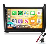 PLKEQS Autoradio Android 4G 64G per VW P-Olo 2011-2016, Schermo Touch in-Cell da 9'', Stereo per Auto con CarPlay Wireless, Android Auto, GPS, Bluetooth 5.0 FM RDS EQ Wi-Fi SWC Telecamera,K3 PRO
