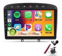 PLKEQS Autoradio per Auto 4 Core 64G per P-eugeot 308 2007-2015 con DSP, CarPlay Wireless Stereo per Auto con Touchscreen HD da 9" e Unit Principale Android con GPS WiFi Bluetooth FM/RDS SWC,K6 PRO