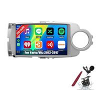 PLKEQS Autoradio per T-oyota Yaris/Vitz 2012-2017 con CarPlay Wireless [2G 32G] Android 15, Schermo Touch da 9 Pollici 2K, Radio Auto con Bluetooth SAT Navi WiFi FM RDS SWC,K1 PRO