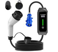 PLKEQS Caricabatterie EV Portatile Tipo 2 Corrente Regolabile 8A-32A 7KW Cavo Caricabatterie EV con Spina CEE Display LED Temporizzazione 1-10 Ore IEC62196-2 per Tutti i Tipo 2 EV/PHEV,15m