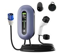 PLKEQS Caricabatterie EV Tipo 2 a Spina CEE Corrente Regolabile 8-32A 1 Fase Caricabatterie Elettrico per Auto 7kW con Display LED Supporto per Pistola di Carica e Borsa di Stoccaggio,15m