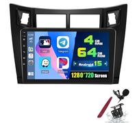 PLKEQS K2 PRO Plus,Autoradio 4 64G Android 15 per T-oyota Yaris 2005-2012, Schermo Touch 9" 2K, CarPlay Wireless Android Auto, DSP 5G WiFi Bluetooth GPS FM RDS Telecamera di retromarcia