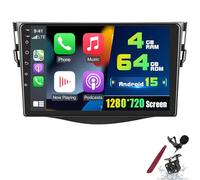 PLKEQS Radio Auto 4 64G per T-oyota RAV4 2006-2012, Stereo Touchscreen 9'' 2K Android 15 con Carplay Wireless, Android Auto, 32EQ, WiFi 5G, Bluetooth, DSP, SWC, Mic, Fotocamera 1080P,K1 PRO Plus