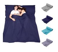 Plliocse Fodera per sacco a pelo, portatile, da viaggio e campeggio, 180 x 210 cm, matrimoniale, con tasche per cuscini, per adulti, hotel, viaggi di lavoro e campeggio (blu navy, 180 cm x 210 cm)