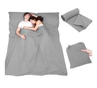 Plliocse Sacco a pelo, lenzuolo da viaggio, matrimoniale, 160 x 210 cm, con tasche per cuscini, per adulti, viaggi, hotel, viaggi di lavoro, campeggio (colore grigio, 160 cm x 210 cm)