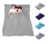 Plliocse Sacco a pelo, lenzuolo da viaggio, matrimoniale, 180 x 210 cm, con tasche per cuscini, per adulti, viaggi, hotel, viaggi di lavoro, campeggio (colore grigio, 180 cm x 210 cm)