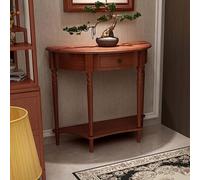 Pllrbvshs Consolle d’Ingresso a Mezza Luna in Legno Massello Vintage con Cassetto, Tavolo Semicircolare con Ripiano, Mobile da Corridoio, Soggiorno o Ingresso.(Cherry,80x33x80cm/31.5x13x31.5in)