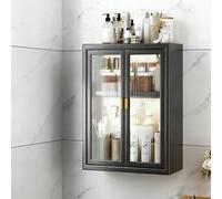 Pllrbvshs Mobile Bagno Sospeso Sopra WC Senza Buchi, Pensile Bagno in Metallo, Armadietto Medicinali e Profumi, Organizer Salvaspazio per Lavanderia e Cucina, Design Moderno.(Black,50 x 14 x 50 cm)
