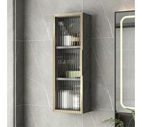 Pllrbvshs Mobiletto Bagno Sospeso in Legno Massiccio con Antea in Vetro Temprato, Armadietto a Muro con Telaio in Alluminio, Mobile per Medicinali, Cucina, Balcone, Bianco.(Gray+G1,25 x 14 x 75 cm)