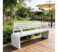 Pllrbvshs Panchina da giardino in metallo con schienale e braccioli, panchina per parco resistente agli agenti atmosferici, seduta da esterno per terrazzo, piscina, prato.(White,120 cm/47.2 in)