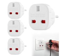 PLLYPE Adattatore da Viaggio UK Verso EU, 4pcs Adattatore da Spina UK a Italy, 3 Pin a Presa Ue a 2 Pin, per Francia/Irlanda/Paesi Bassi/Polonia/Svezia (Bianco)