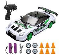 PLLYPE RC Drift Car, 1:24 Macchina Telecomandata Drift, 2,4 GHz Auto Telecomandata Bambino, con luci LED e Spruzzo di Coda, 2 Batterie, Adatta per Adulti, Bambini dai 6 Anni in su Regalo di Compleanno