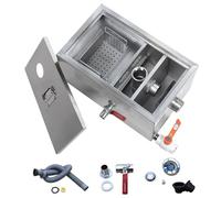 PLMNBQWE Intercettatore di Grasso Commerciale, separatore di Olio e Acqua usati, Trappola per Grasso sottolavello, Set di Trappola per Grasso in Acciaio al Carbonio sottolavello, Staccabile per Resta